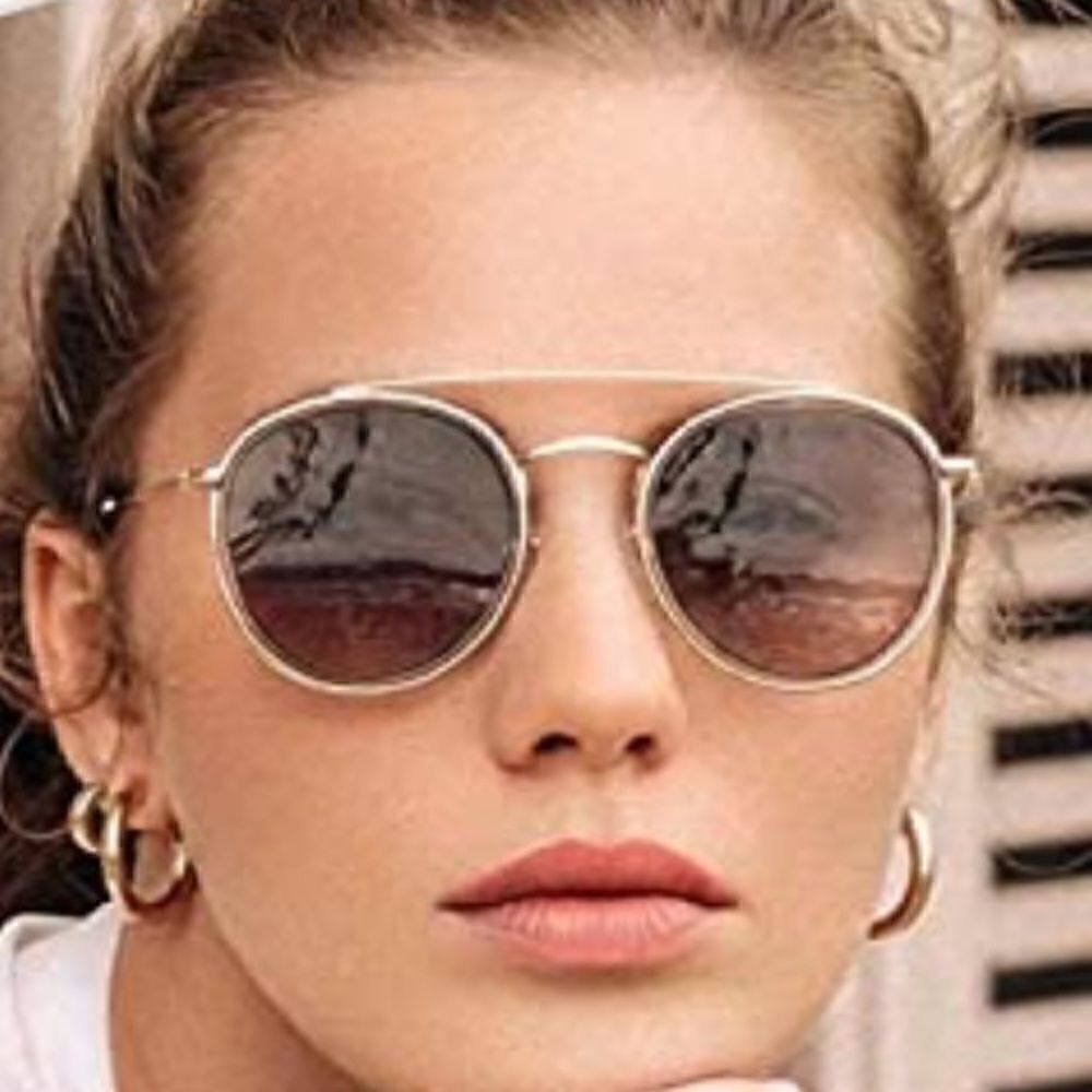 Round Retro Double Bridge Sunglasses